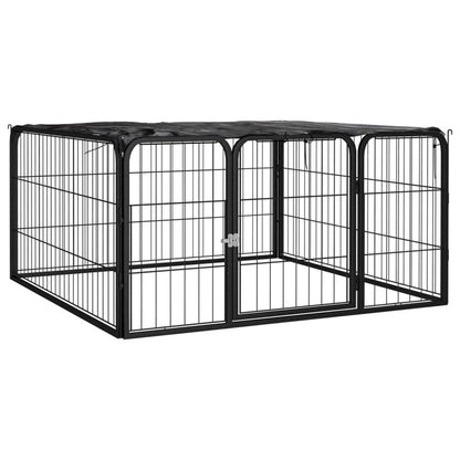 8-44 Panel Dog Playpen Black 100x50 cm to 1100 x 1100 x 50 cm Powder-coated Steel S0671091609