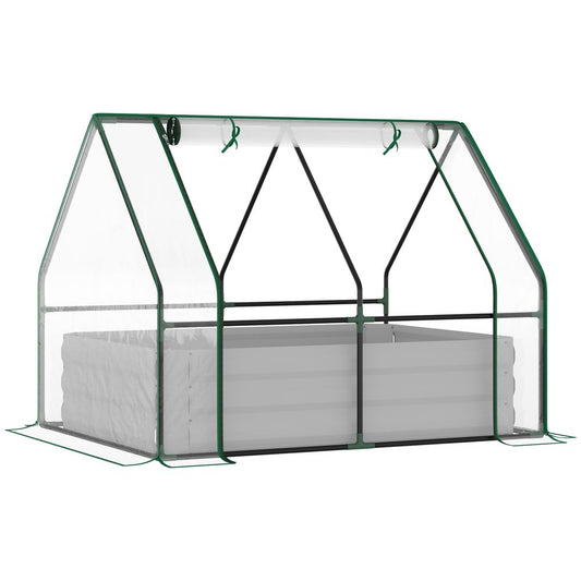 Steel Raised Garden Planter Box Kit with Greenhouse, for Dual Use, Clear S0671114930