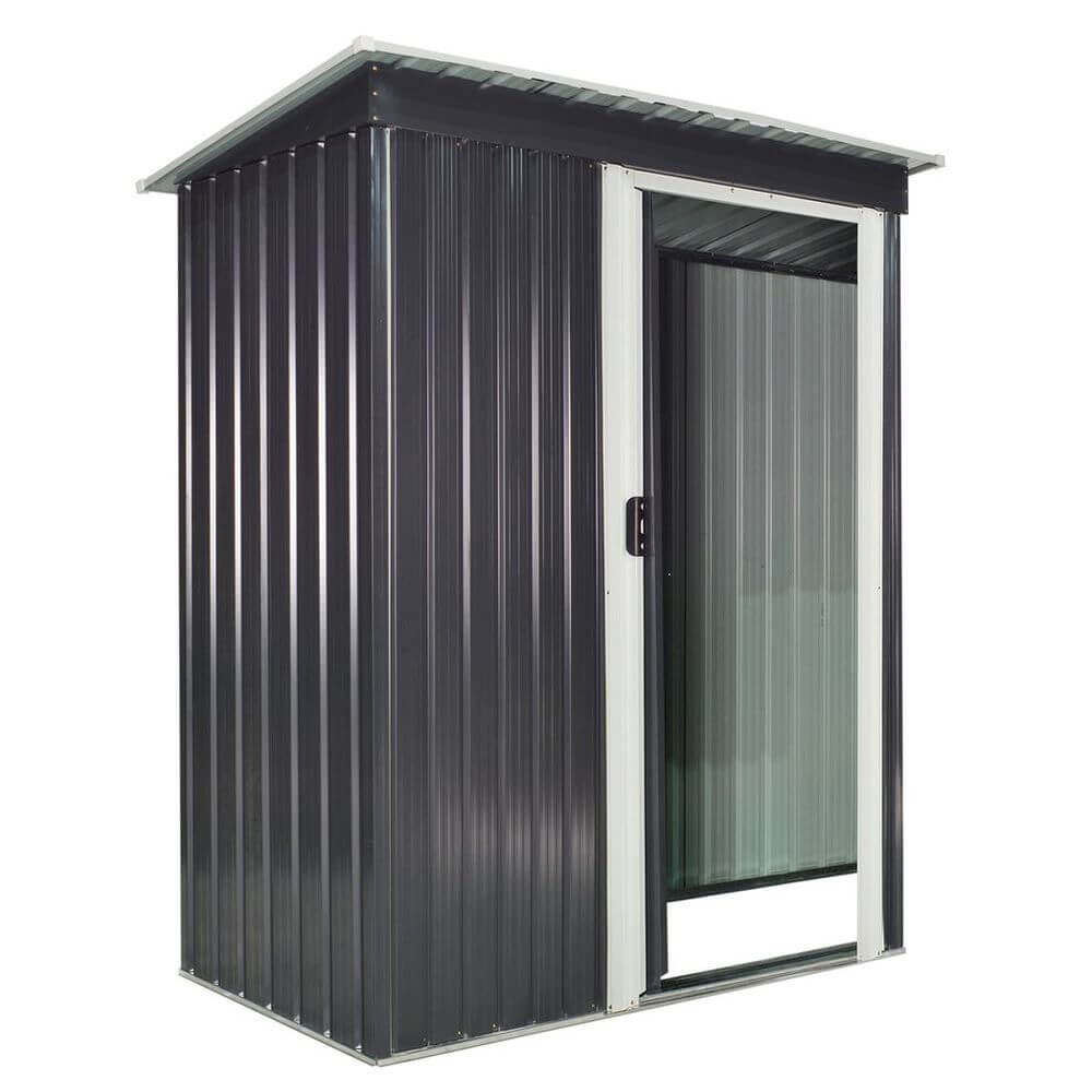 Outsunny 5 x 3ft Garden Storage Shed Sliding Door Sloped Roof Tool Black S0671129835