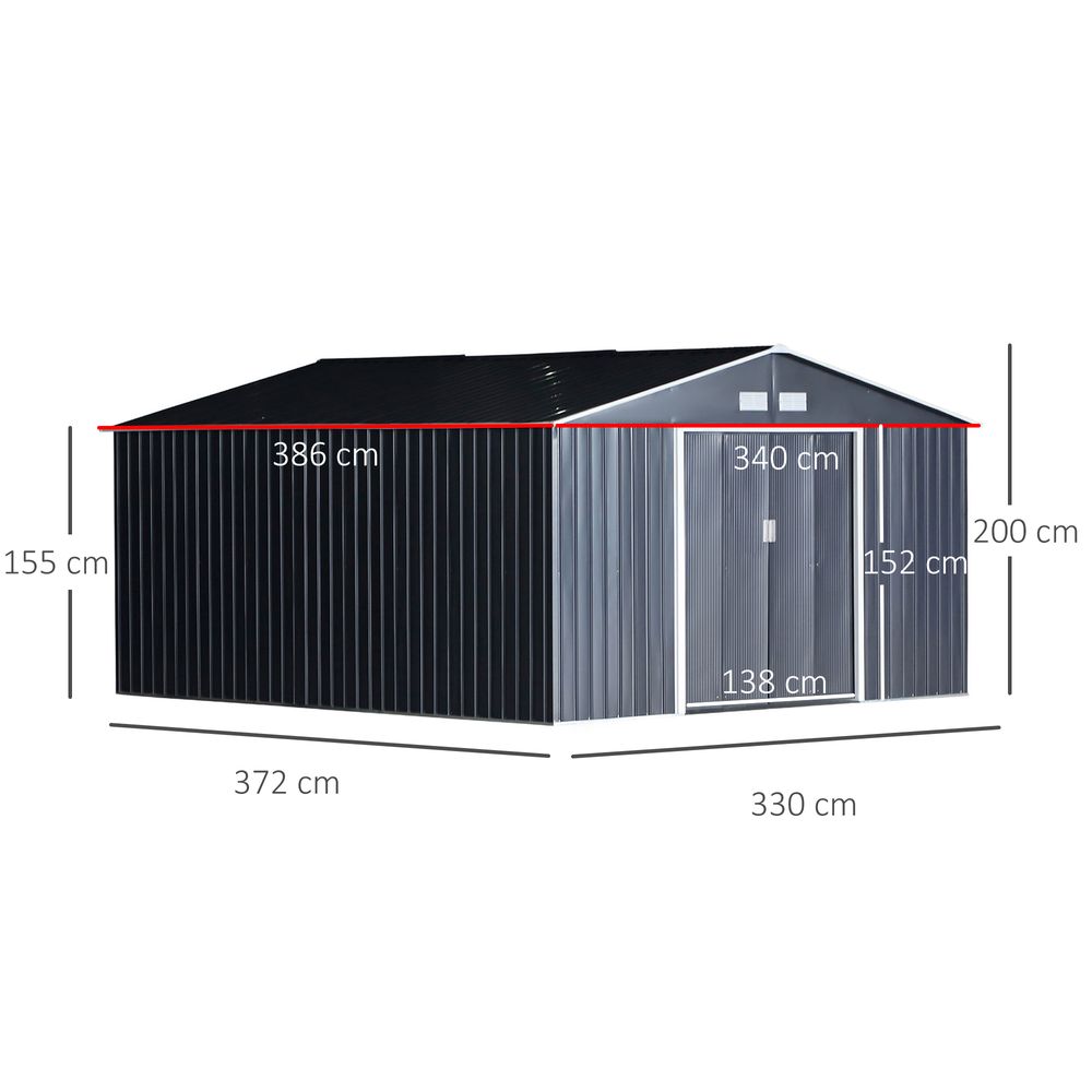 6.5 x 11FT Foundation Ventilation Steel Outdoor Garden Shed Grey S067941990