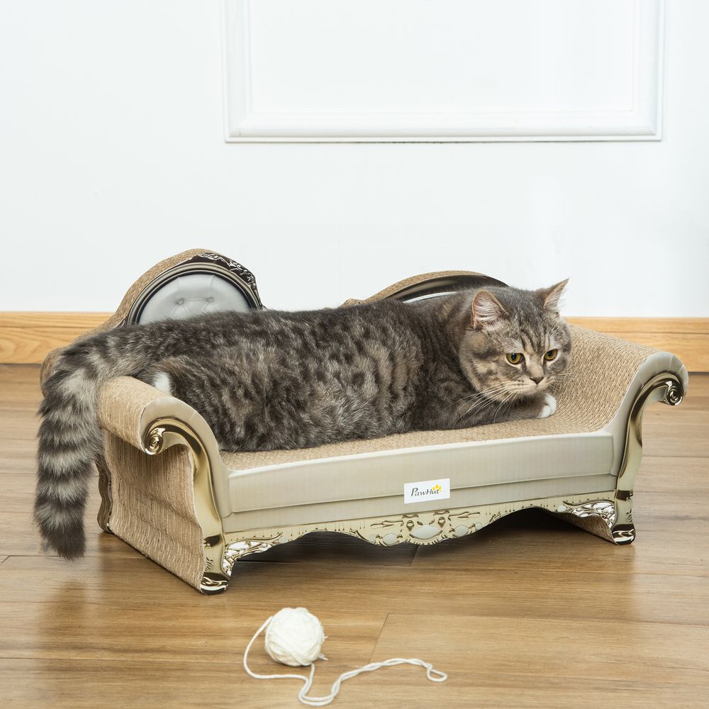 Cat Scratching Bed Pet Scratcher Modern Furniture w/ Catnip - Brown Pawhut S0671081233