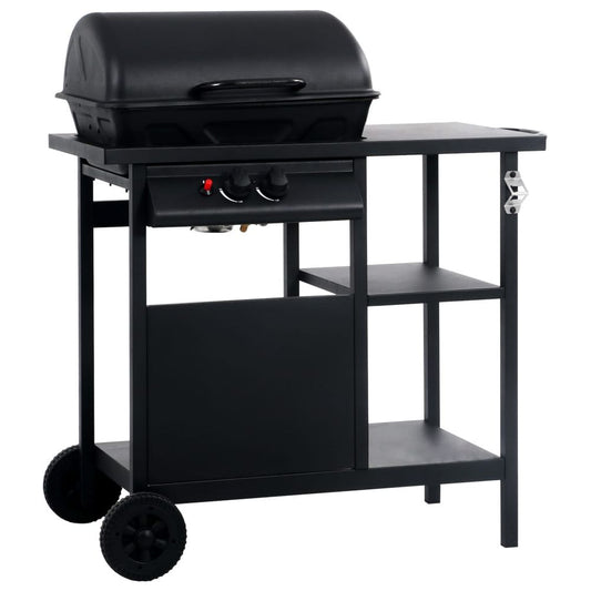 Gas BBQ Grill with 3-layer Side Table Black S069811672