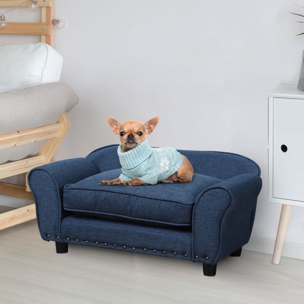 Dog Sofa Bed Pet Chair Couch Kitten Lounge w/ Cushion for XS and S Dogs - Blue S0671347281