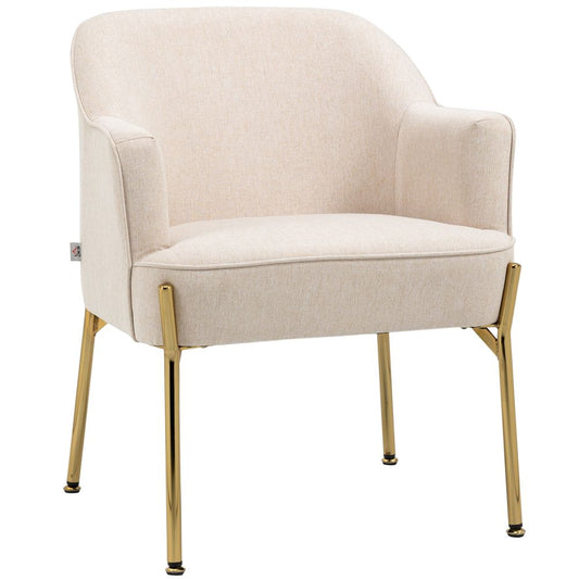 Fabric Armchair Accent Chair w/ Metal Legs for Living Room Bedroom White S0671148891