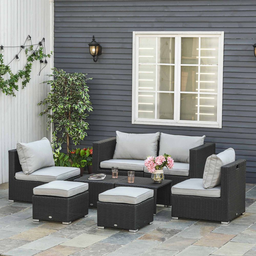 6-Seater Sofa & Coffee Table Rattan Outdoor Garden Furniture Set V067942528