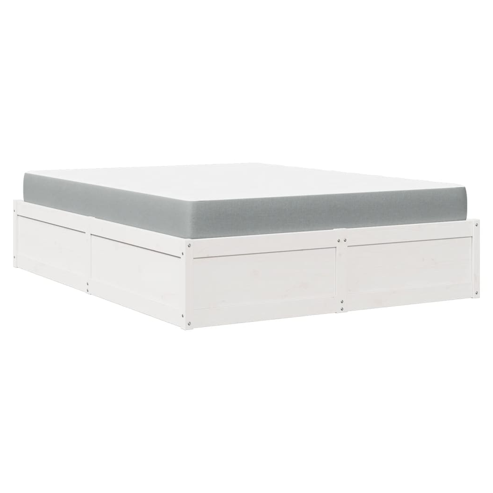 vidaXL Bed with Mattress White 160x200 cm Solid Wood Pine S0671489473