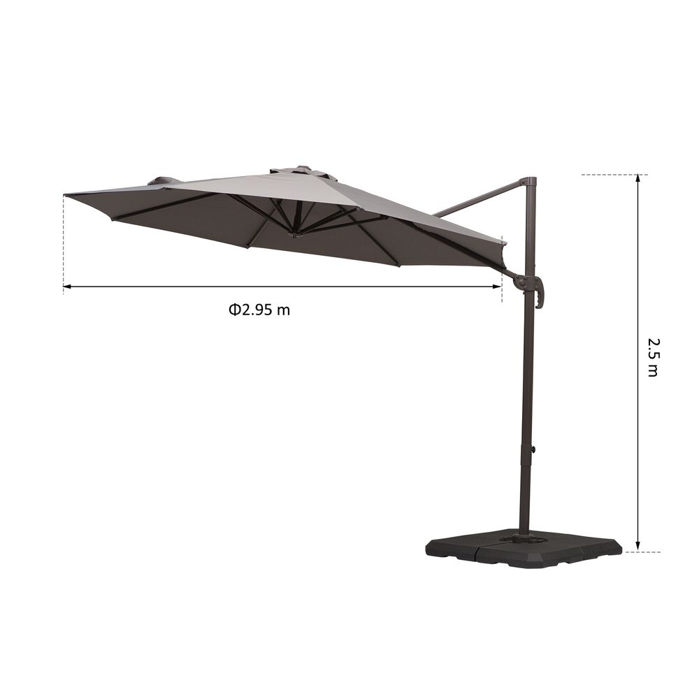 3m Cantilever Aluminium Frame Outdoor Garden Parasol V067942176