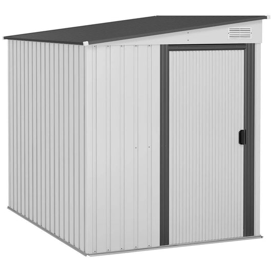 Outsunny 5 x 7FT Garden Shed with Foundation Lean to Metal Tool Shed White S0671398946