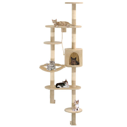 vidaXL Cat Tree with Sisal Scratching Posts Wall Mounted 194 cm V0671229178