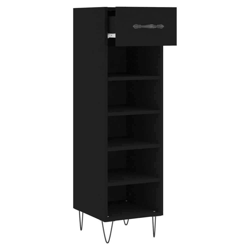 vidaXL Shoe Cabinet Black 30x35x105 cm Engineered Wood S0671259970