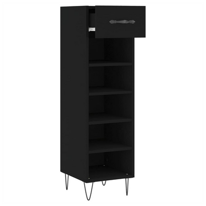 vidaXL Shoe Cabinet Black 30x35x105 cm Engineered Wood S0671259970