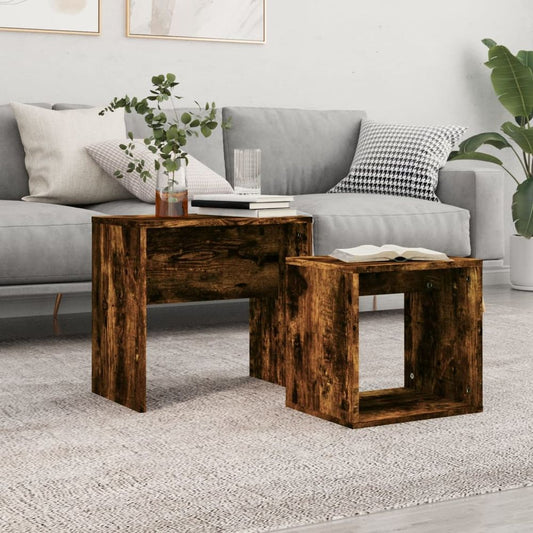 vidaXL Nesting Coffee Tables 2 pcs Smoked Oak Engineered Wood S0671265080