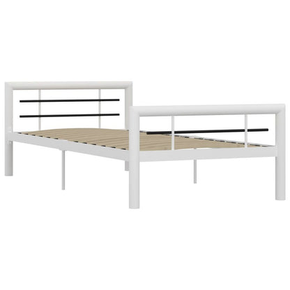 vidaXL Bed Frame White and Black Metal 90x200 cm V035874875