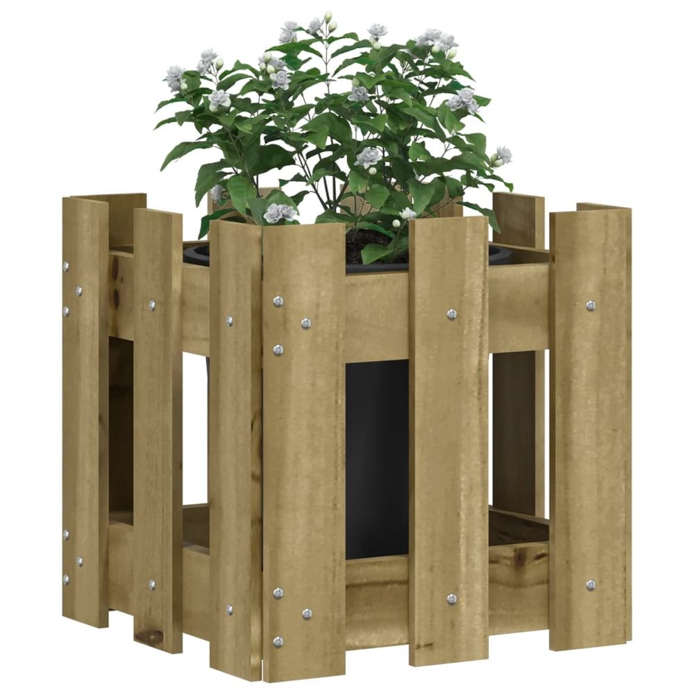 vidaXL Garden Planter with Fence Design 30x30x30 cm Impregnated Wood Pine S0671368033