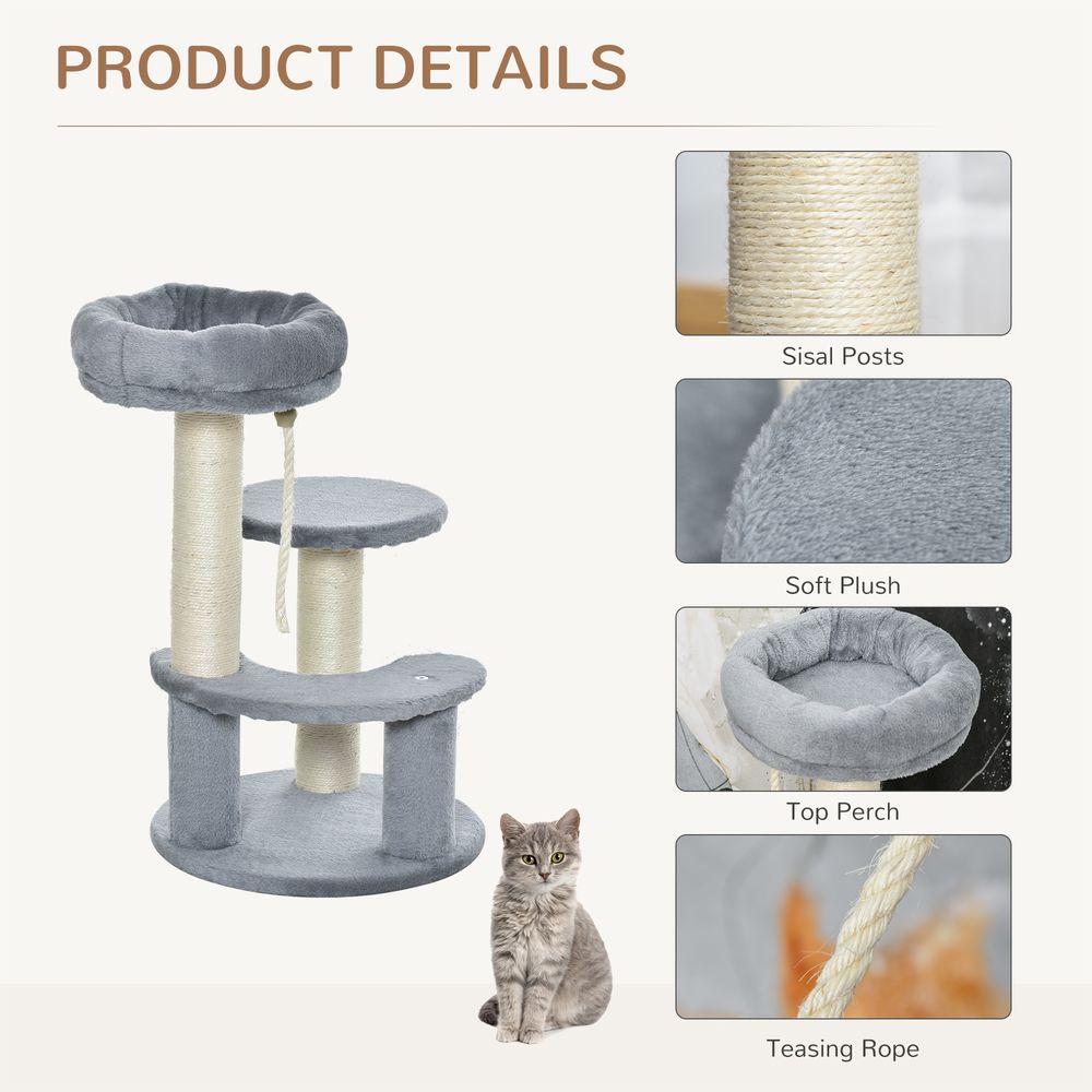 Cat Tree Scratcher Kitty Activity Play Center Post 2 Perch w/ Hanging Sisal Rope S0671071255