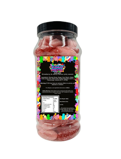 Fizzy Big Lips Red & Pink Mix Assorted Fizzies Retro Sweets Gift Jar