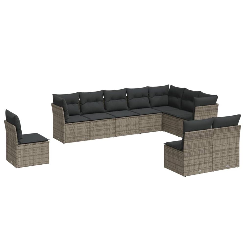 vidaXL 10 Piece Garden Sofa Set with Cushions Grey Poly Rattan S0671428980