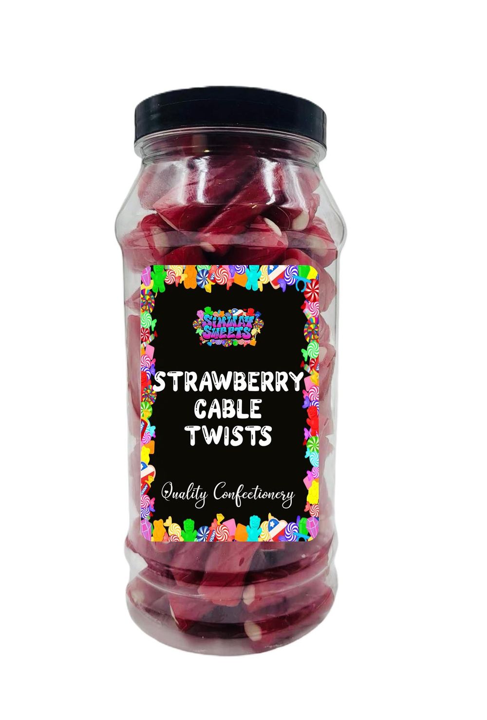 Strawberry Twist Cable Bites Pencil Bites Retro Sweets Gift Jar