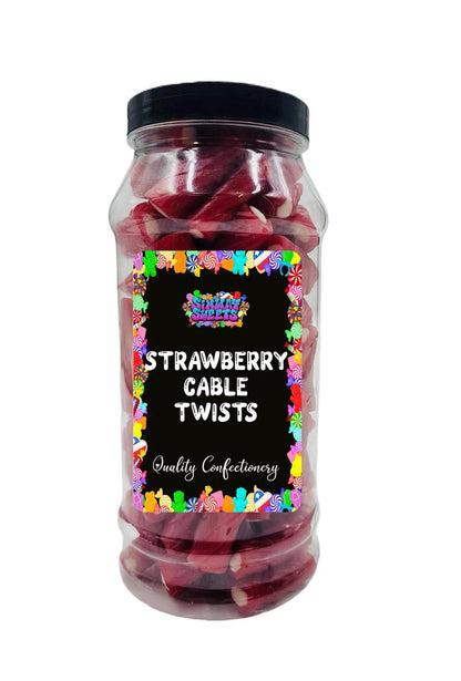 Strawberry Twist Cable Bites Pencil Bites Retro Sweets Gift Jar