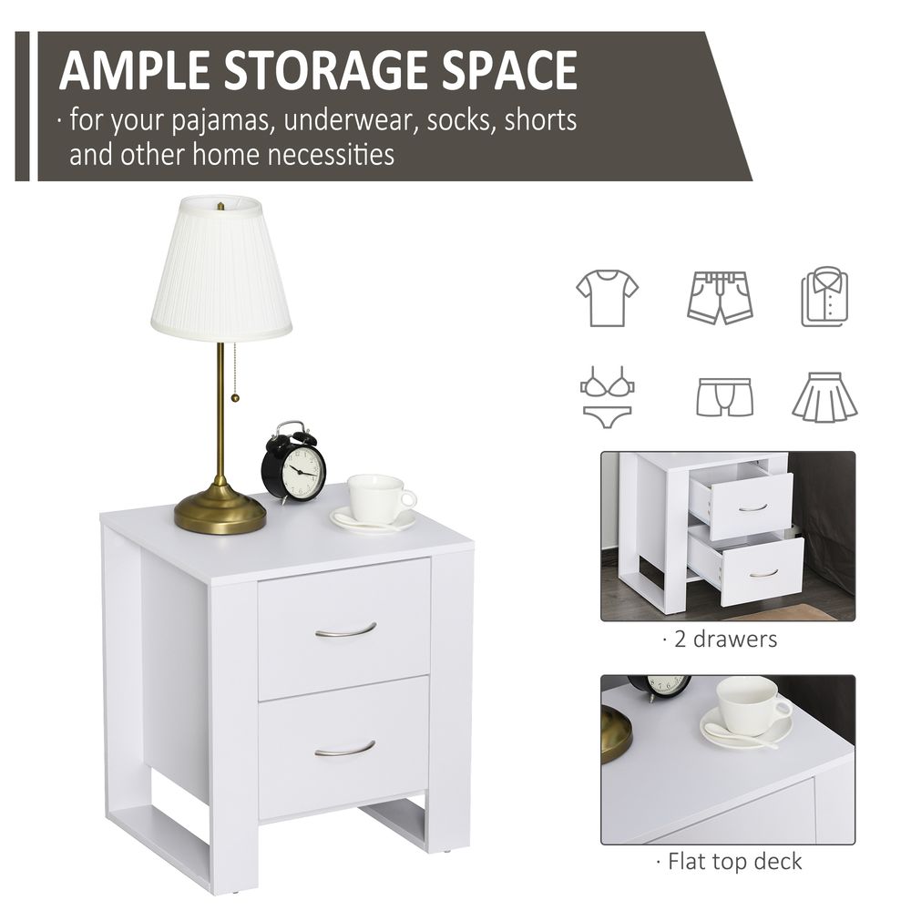 Particle Board 2-Drawer Bedside Table White S0671063320