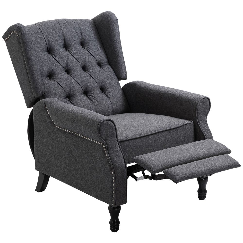 Recliner Armchair for Living Room Fabric Reclining Chair w/ Footrest Dark Grey S0671347031