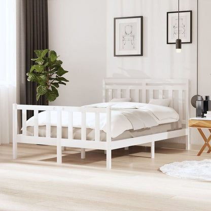 vidaXL Bed Frame White Solid Wood 140x190 cm V0671017731