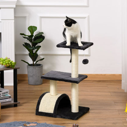 Cat Tree Activity Center Scratching Posts Sisal Arc Hanging Ball Grey Pawhut S0671081228