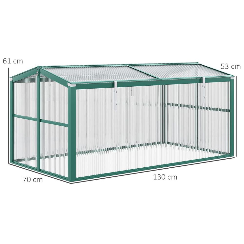 Outsunny Aluminium Cold Frame Greenhouse Planter with Openable Top 130x70x61cm S0671383556