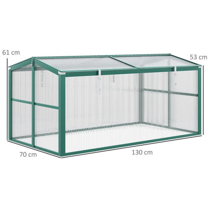 Outsunny Aluminium Cold Frame Greenhouse Planter with Openable Top 130x70x61cm S0671383556