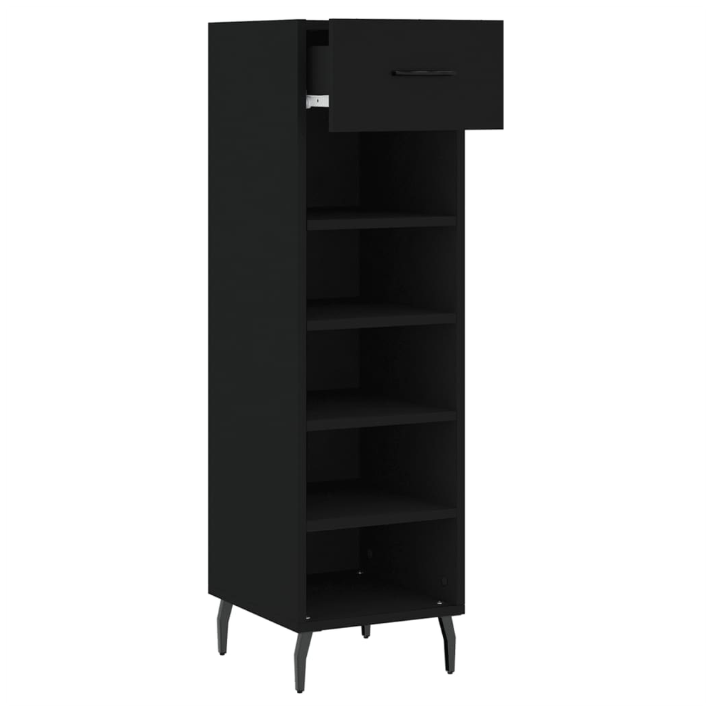 vidaXL Shoe Cabinet Black 30x35x105 cm Engineered Wood S0671260528