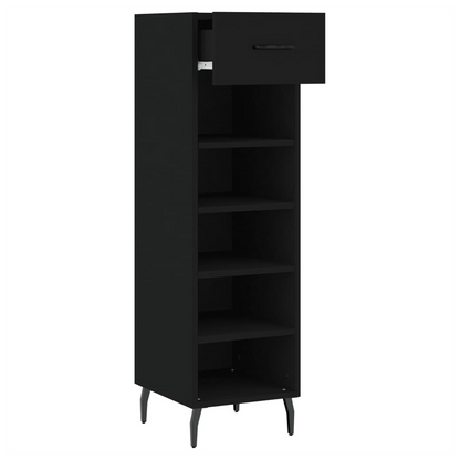 vidaXL Shoe Cabinet Black 30x35x105 cm Engineered Wood S0671260528