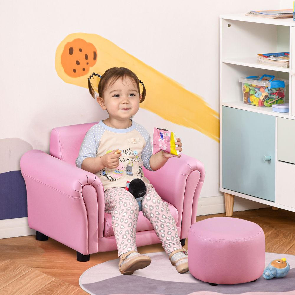 Kids Sofa Children Chair Seat Armchair W/Footstool Playroom Bedroom Pink S0671347130