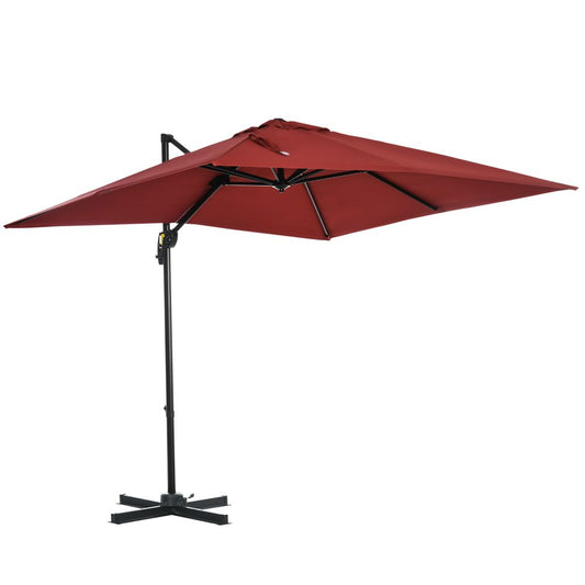 Outsunny Square Cantilever Roma Parasol 360� Rotation w/ Hand Crank, Wine Red S0671132952