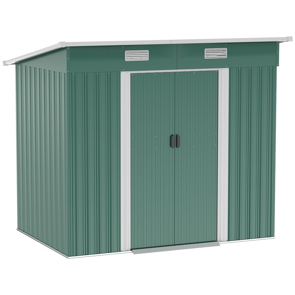 7 x 4ft Outdoor Garden Metal Storage Shed, Green S0671071950