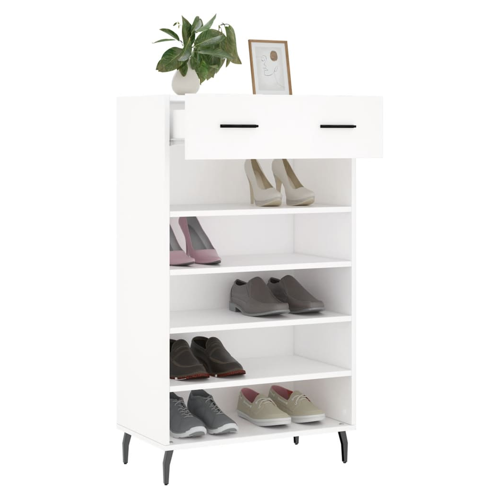 vidaXL Shoe Cabinet White 60x35x105 cm Engineered Wood S0671260505