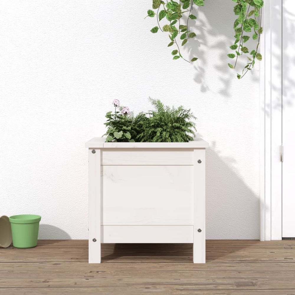 vidaXL Garden Planter White 40x40x39 cm Solid Wood Pine S0671357922