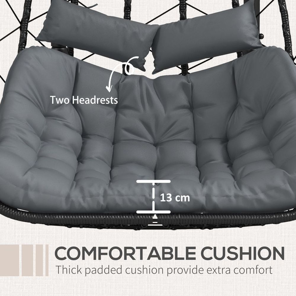 Outsunny PE Hanging Swing Chair with Thick Cushion, Patio Hanging Chair, Black S0671398803