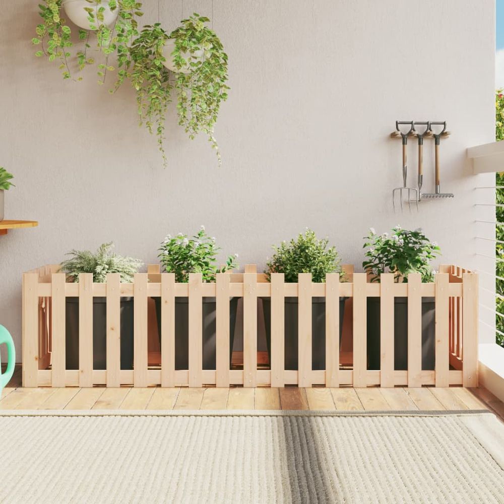 vidaXL Garden Raised Bed with Fence Design 200x50x50 cm Solid Wood Pine S0671368517