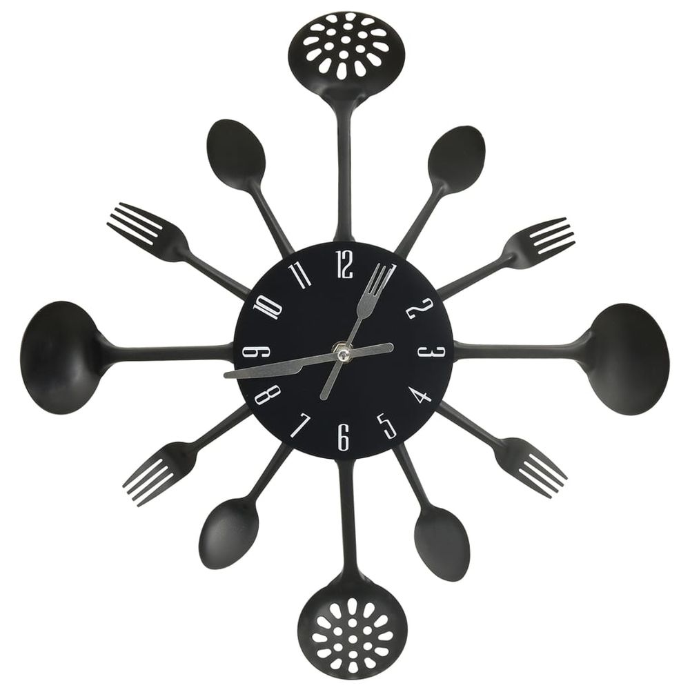 vidaXL Wall Clock with Spoon and Fork Design Black 40 cm Aluminium S0671175868