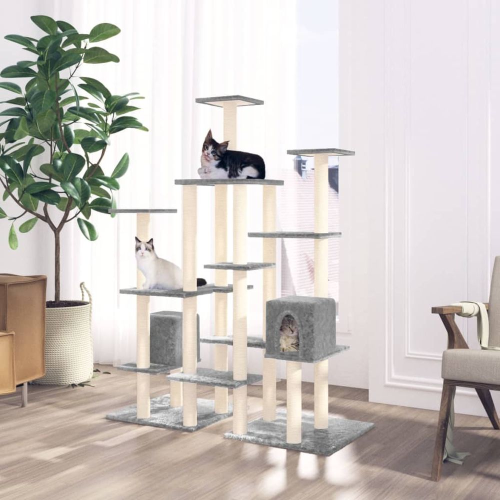 vidaXL Cat Tree with Sisal Scratching Posts Cream 145 cm S0671097567