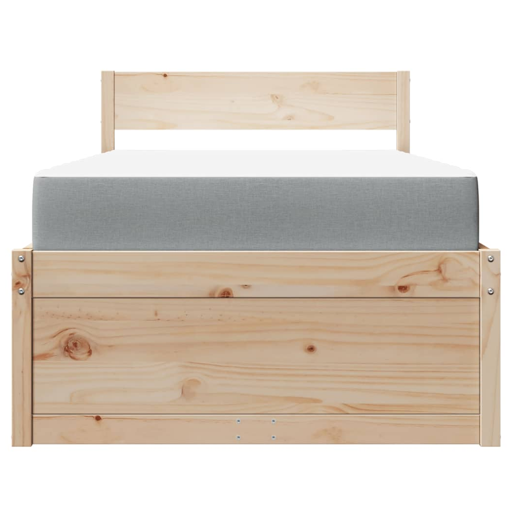 vidaXL Bed with Drawers and Mattress 90x190 cm Single Solid Wood Pine S0671489439