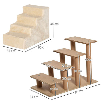 Portable Dog Stairs with Washable Plush Cover, for High Bed Sofa - Beige S0671347285