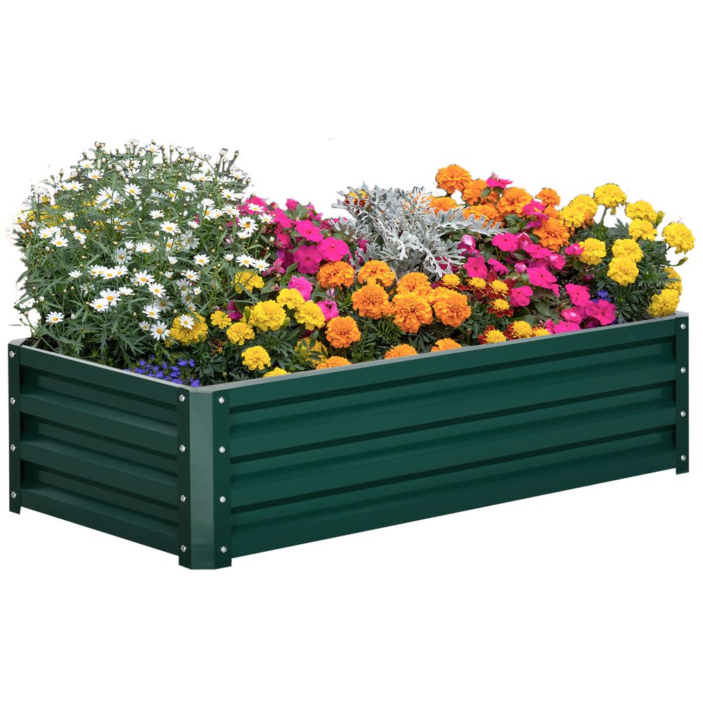 Raised Garden Bed Steel Planter Growing Box for Vegetables Flowers Green S0671114991