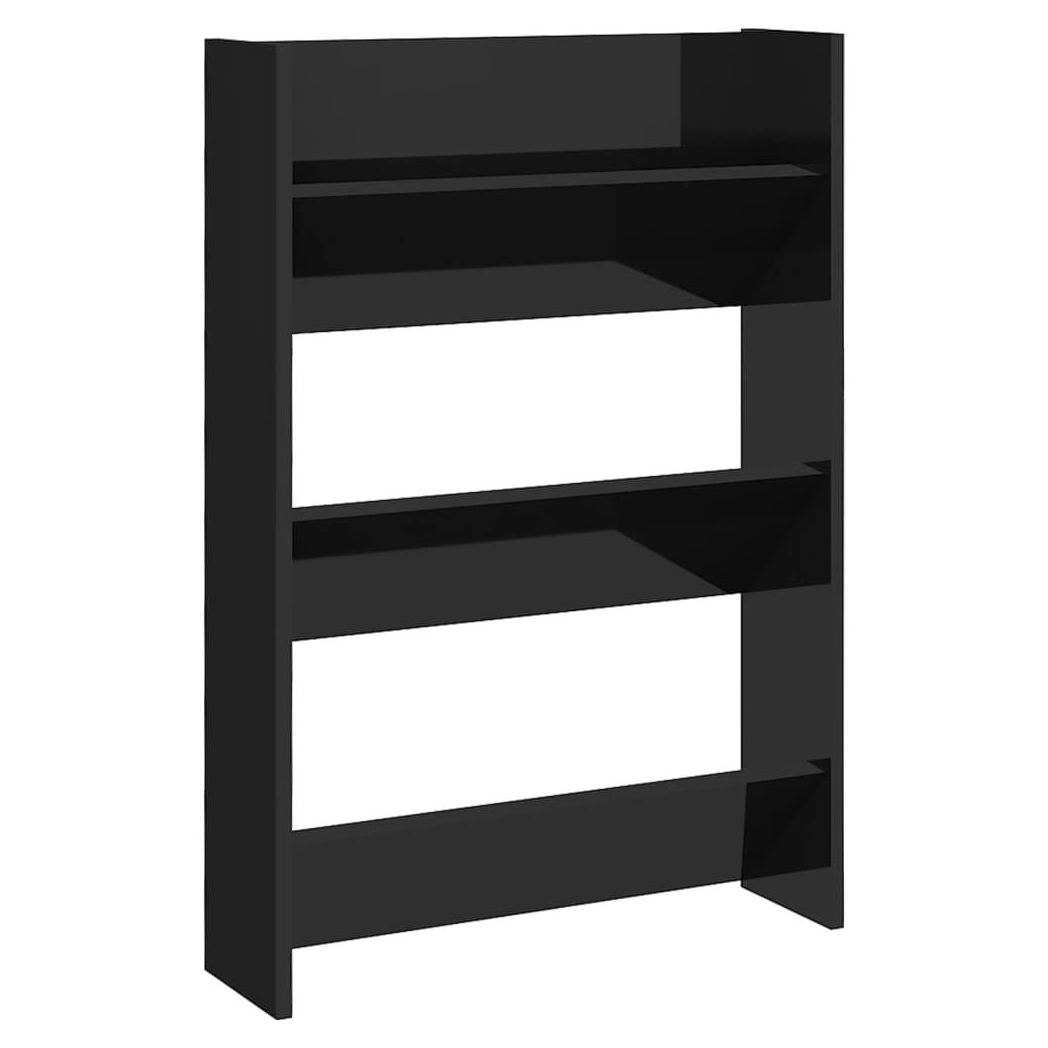 vidaXL Wall Shoe Cabinets 2 pcs High Gloss Black 60x18x90cm Engineered Wood V0671189614