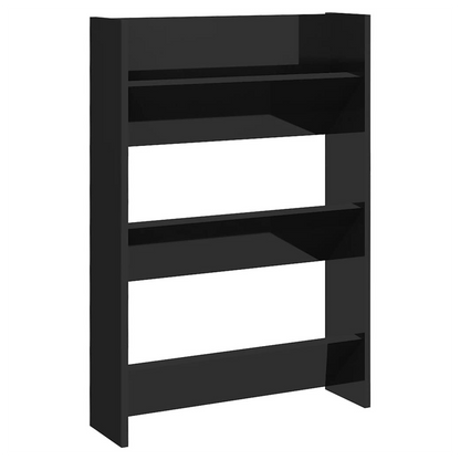 vidaXL Wall Shoe Cabinets 2 pcs High Gloss Black 60x18x90cm Engineered Wood V0671189614