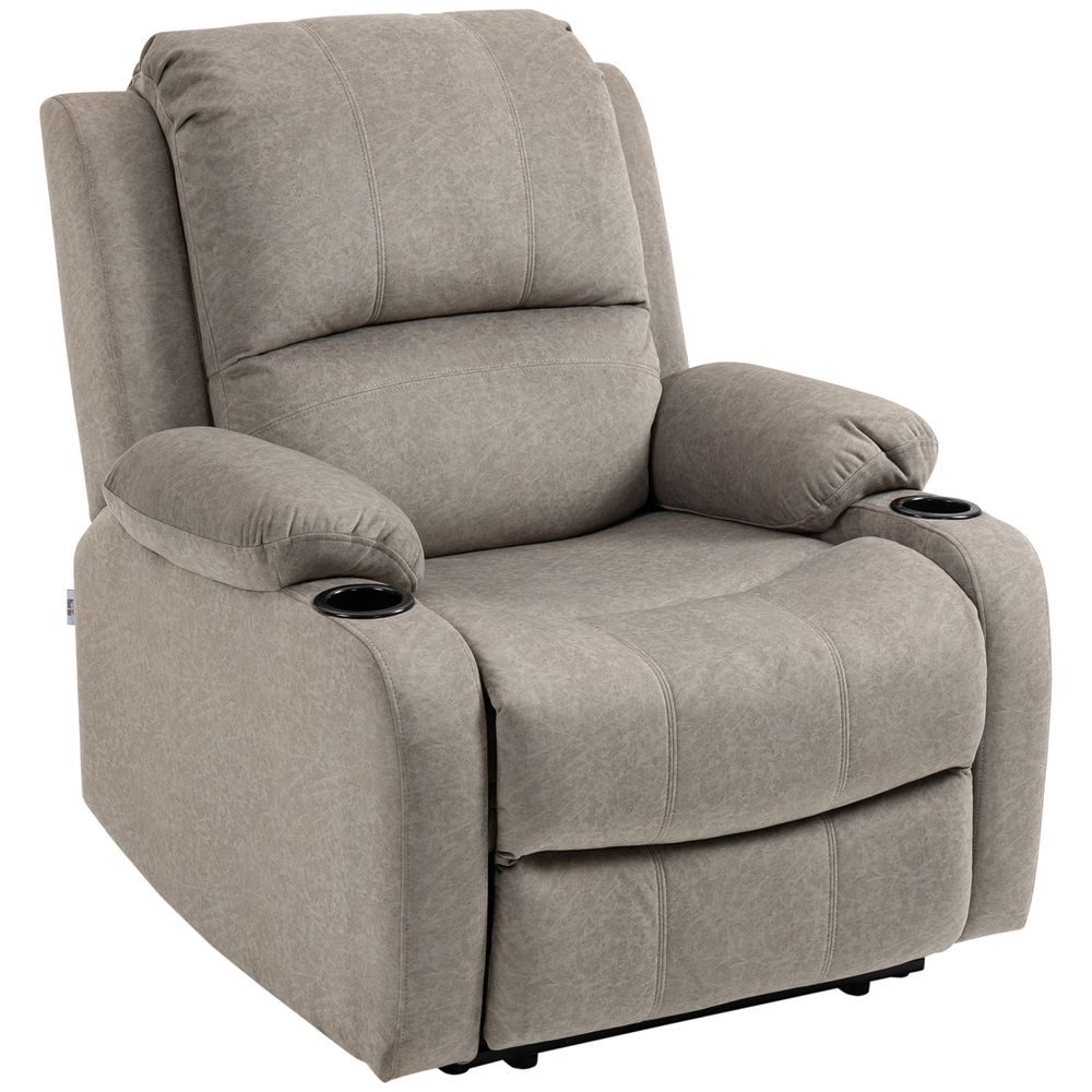 HOMCOM Recliner Armchair for Living Room, Recliner Chair with Cup Holder S0671347098