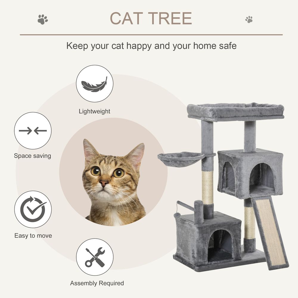 Cat Tree Tower w/ Sisal Scratching Posts Pad Hanging Ball Perch Condo Hammock S0671071033