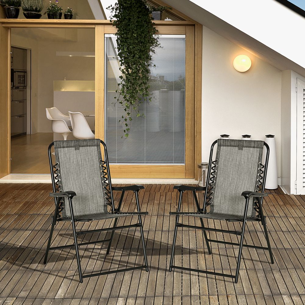 Set of 2 Patio Folding Dining Chair Set Garden Outdoor Grey S0671072225