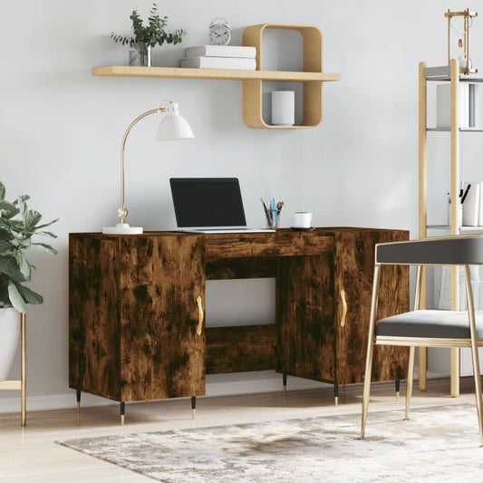 vidaXL Desk Smoked Oak 140x50x75 cm Engineered Wood S0671258216