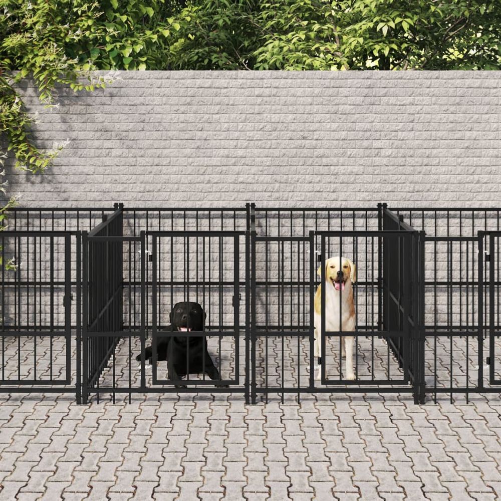 Outdoor Dog Kennel Steel 103 x 198 x 128 cm to 976 x 198 x 128 cm V0671100134